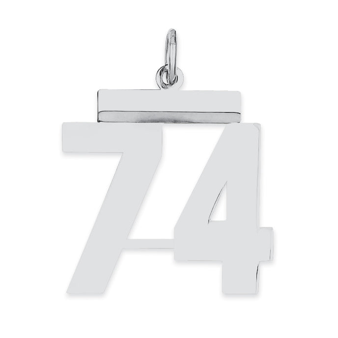 Sterling/Silver Rhodium-plated Polished Number 74 Charm