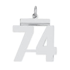 Sterling/Silver Rhodium-plated Polished Number 74 Charm