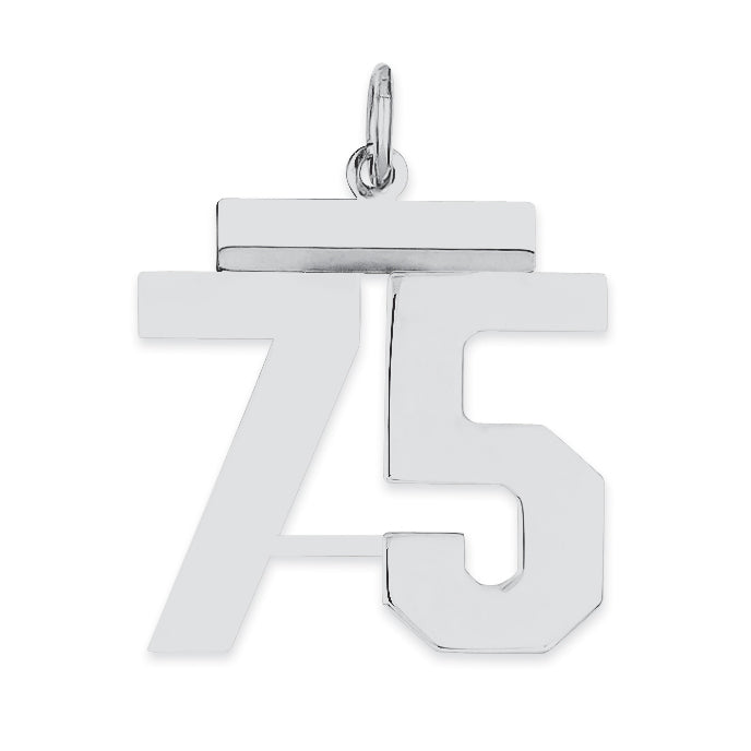 Sterling/Silver Rhodium-plated Polished Number 75 Charm
