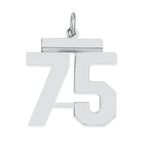 Sterling/Silver Rhodium-plated Polished Number 75 Charm