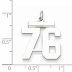 Sterling Silver Rhodium-plated Medium Polished Number 76 Charm