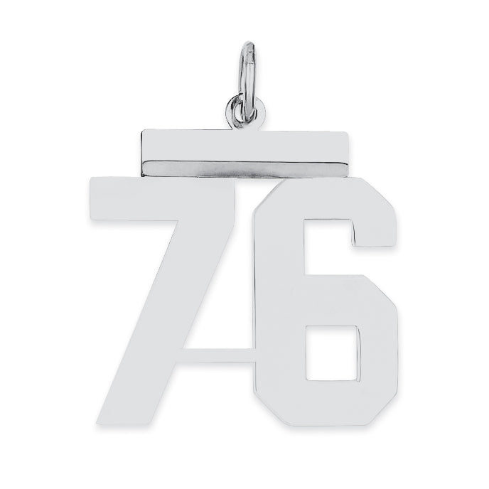 Sterling/Silver Rhodium-plated Polished Number 76 Charm Main image