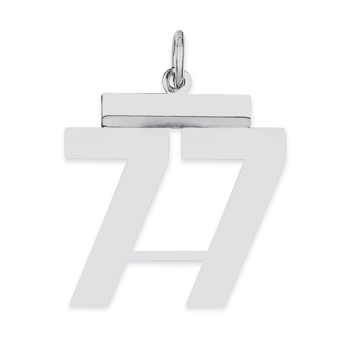 Sterling/Silver Rhodium-plated Polished Number 77 Charm Main image