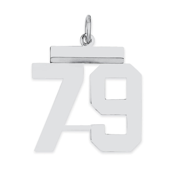 Sterling/Silver Rhodium-plated Polished Number 79 Charm