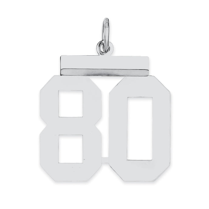 Sterling/Silver Rhodium-plated Polished Number 80 Charm Main image