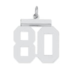 Sterling/Silver Rhodium-plated Polished Number 80 Charm