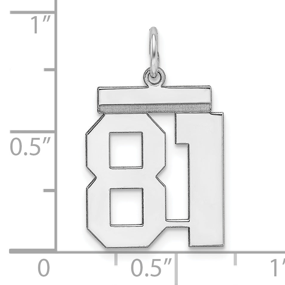 Sterling Silver Rhodium-plated Medium Polished Number 81 Charm