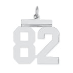 Sterling/Silver Rhodium-plated Polished Number 82 Charm