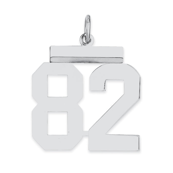 Sterling/Silver Rhodium-plated Polished Number 82 Charm