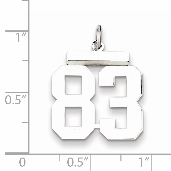 Sterling Silver Rhodium-plated Medium Polished Number 83 Charm