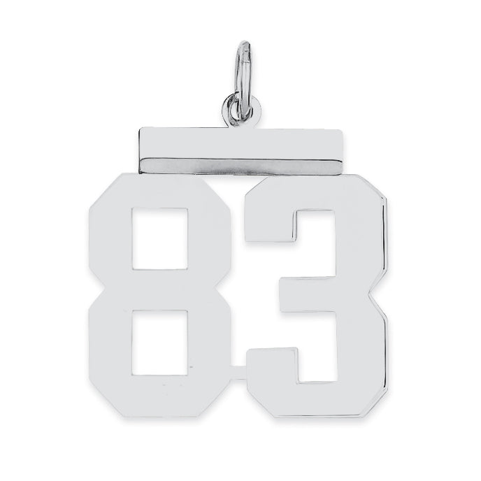 Sterling/Silver Rhodium-plated Polished Number 83 Charm