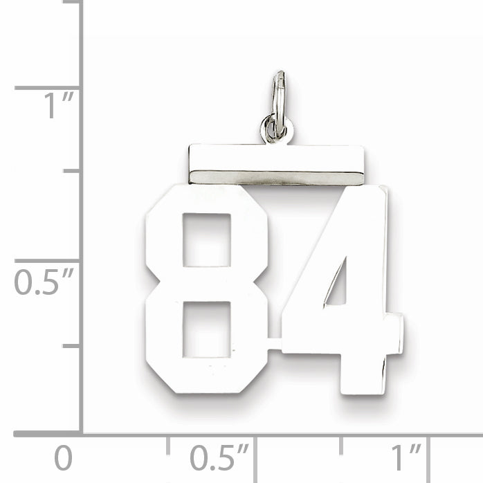 Sterling Silver Rhodium-plated Medium Polished Number 84 Charm Secondary image