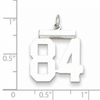Sterling Silver Rhodium-plated Medium Polished Number 84 Charm