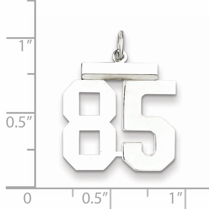 Sterling Silver Rhodium-plated Medium Polished Number 85 Charm