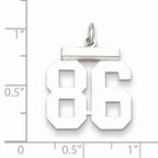 Sterling Silver Rhodium-plated Medium Polished Number 86 Charm