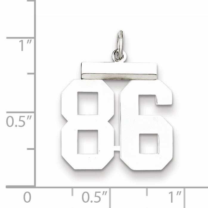 Sterling Silver Rhodium-plated Medium Polished Number 86 Charm