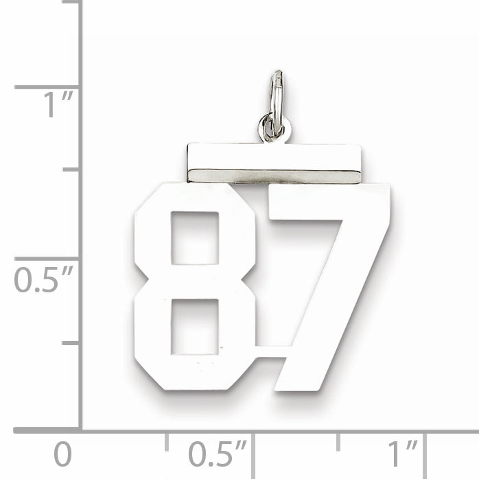 Sterling Silver Rhodium-plated Medium Polished Number 87 Charm