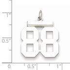 Sterling Silver Rhodium-plated Medium Polished Number 88 Charm