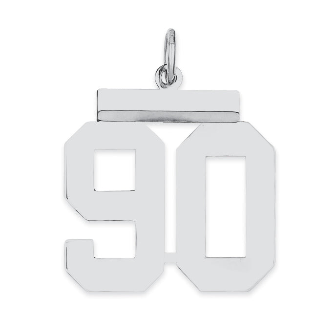 Sterling/Silver Rhodium-plated Polished Number 90 Charm