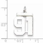 Sterling Silver Rhodium-plated Medium Polished Number 91 Charm