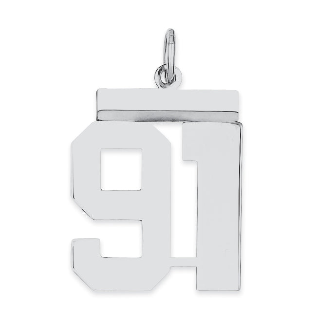 Sterling/Silver Rhodium-plated Polished Number 91 Charm