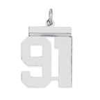 Sterling/Silver Rhodium-plated Polished Number 91 Charm