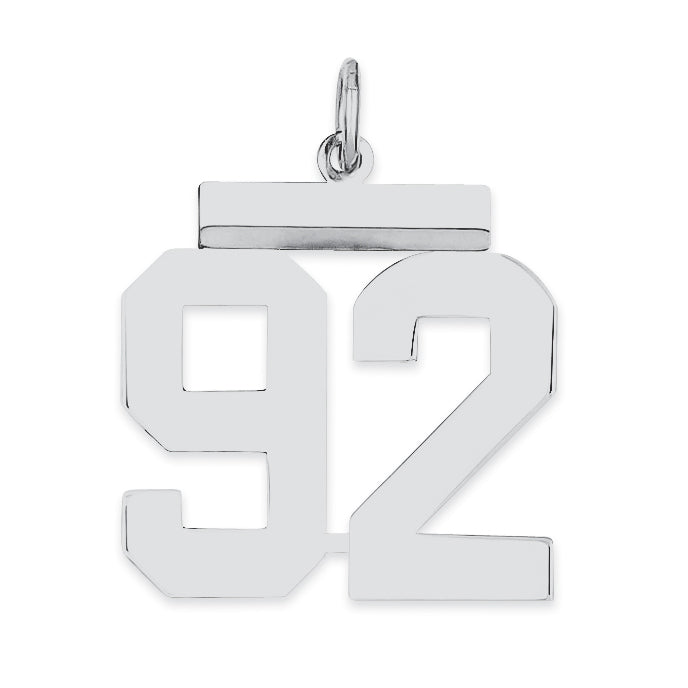 Sterling/Silver Rhodium-plated Polished Number 92 Charm Main image