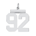 Sterling/Silver Rhodium-plated Polished Number 92 Charm