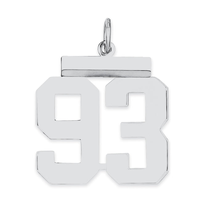 Sterling/Silver Rhodium-plated Polished Number 93 Charm