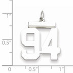Sterling Silver Rhodium-plated Medium Polished Number 94 Charm