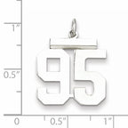 Sterling Silver Rhodium-plated Medium Polished Number 95 Charm