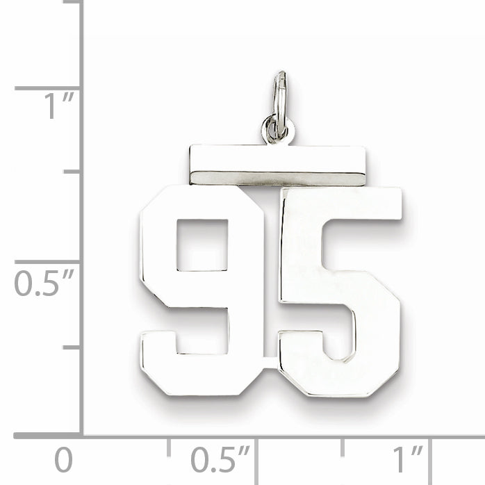 Sterling Silver Rhodium-plated Medium Polished Number 95 Charm