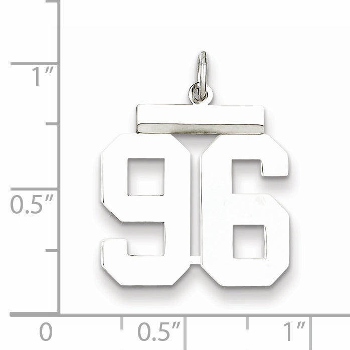 Sterling Silver Rhodium-plated Medium Polished Number 96 Charm