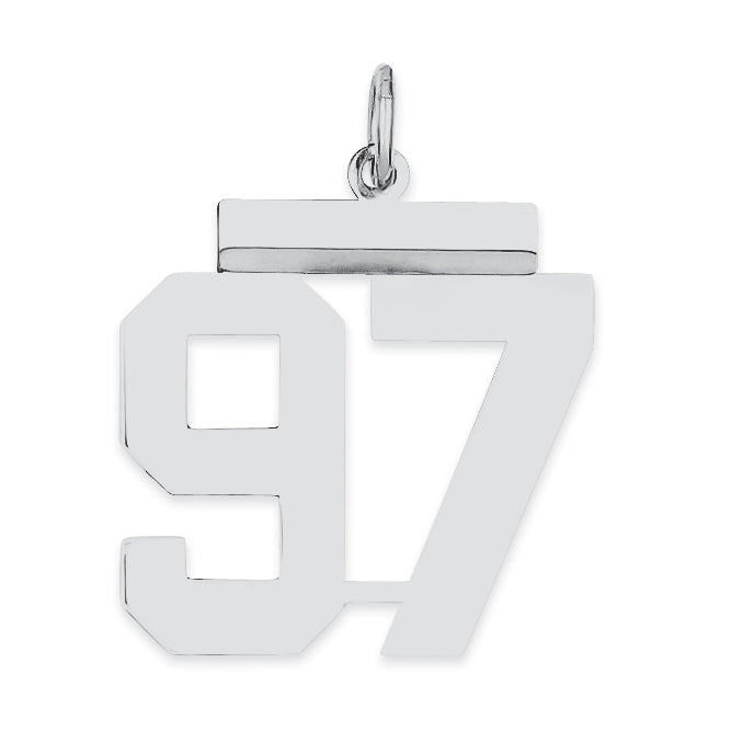 Sterling/Silver Rhodium-plated Polished Number 97 Charm Main image