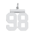 Sterling/Silver Rhodium-plated Polished Number 98 Charm
