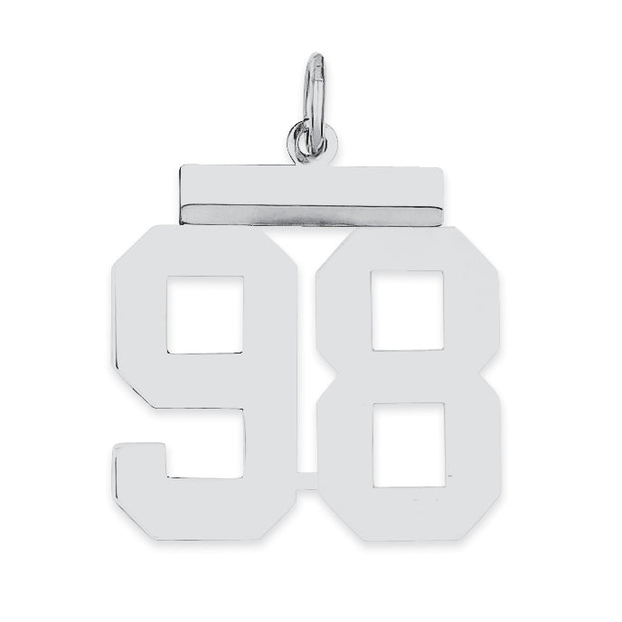 Sterling/Silver Rhodium-plated Polished Number 98 Charm