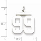 Sterling Silver Rhodium-plated Medium Polished Number 99 Charm