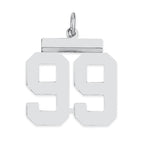 Sterling/Silver Rhodium-plated Polished Number 99 Charm