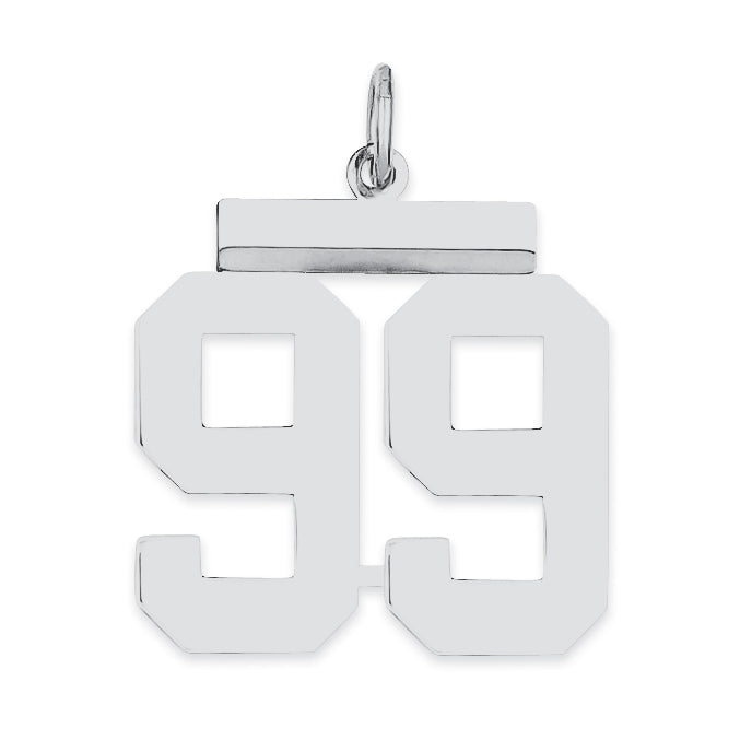 Sterling/Silver Rhodium-plated Polished Number 99 Charm