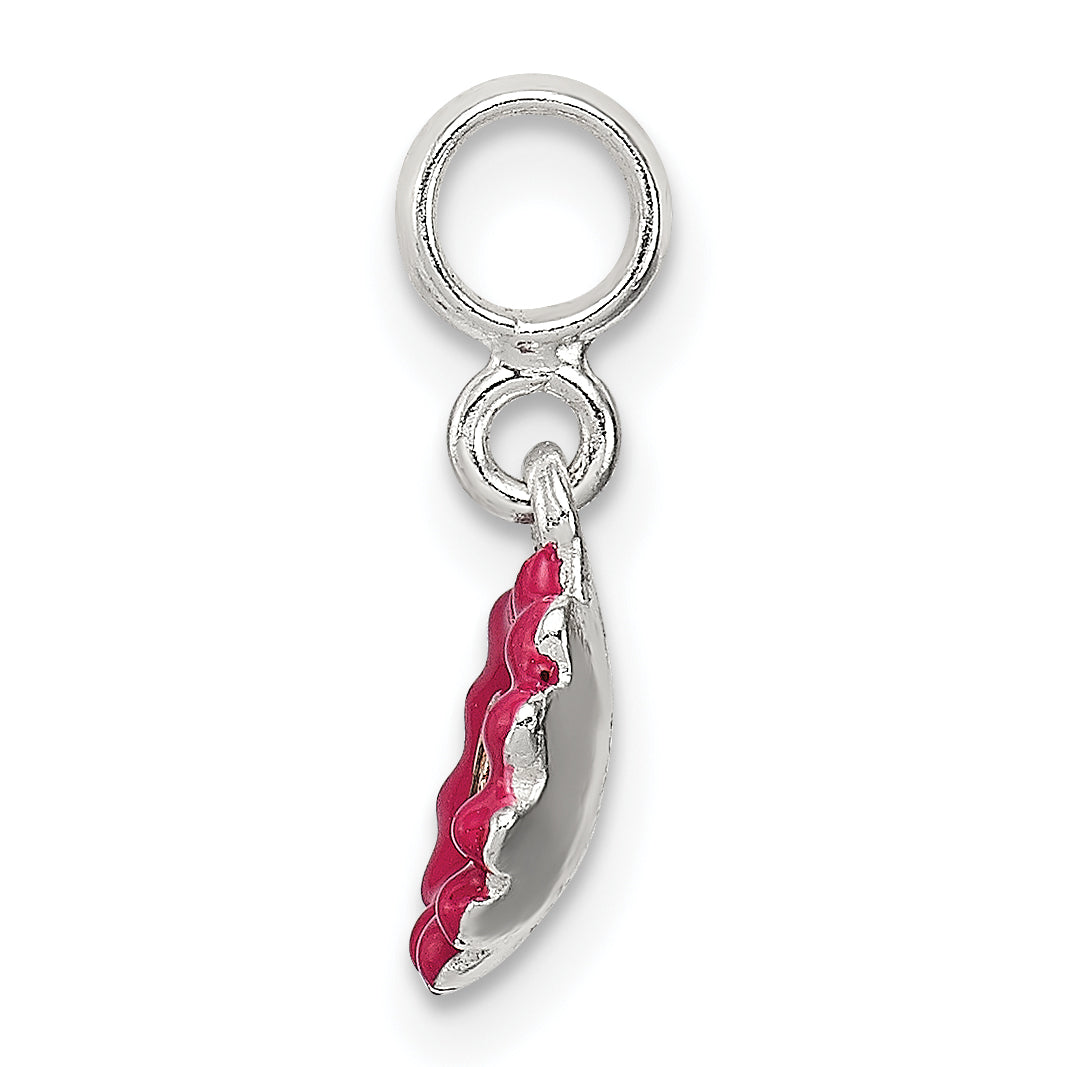 Sterling Silver Hot Pink Enamel Flower With  CZ Enhancer Secondary image