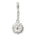 Sterling Silver Yellow Enameled Flower With CZ 1/2in Dangle Enhancer
