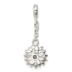 Sterling Silver Yellow Enameled Flower With CZ 1/2in Dangle Enhancer