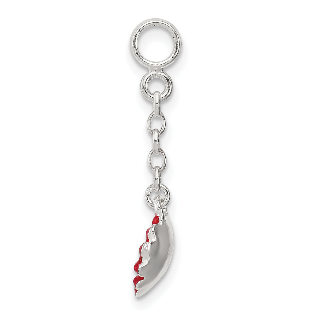 Sterling Silver Red Enameled Flower With CZ 1/2in Dangle Enhancer