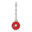 Sterling Silver Red Enameled Flower w/CZ 1/2in Dangle Enhancer