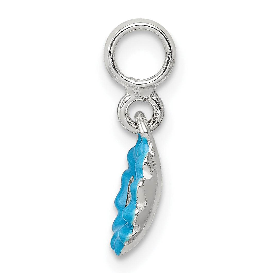 Sterling Silver Blue Enamel Flower With  CZ Enhancer Secondary image