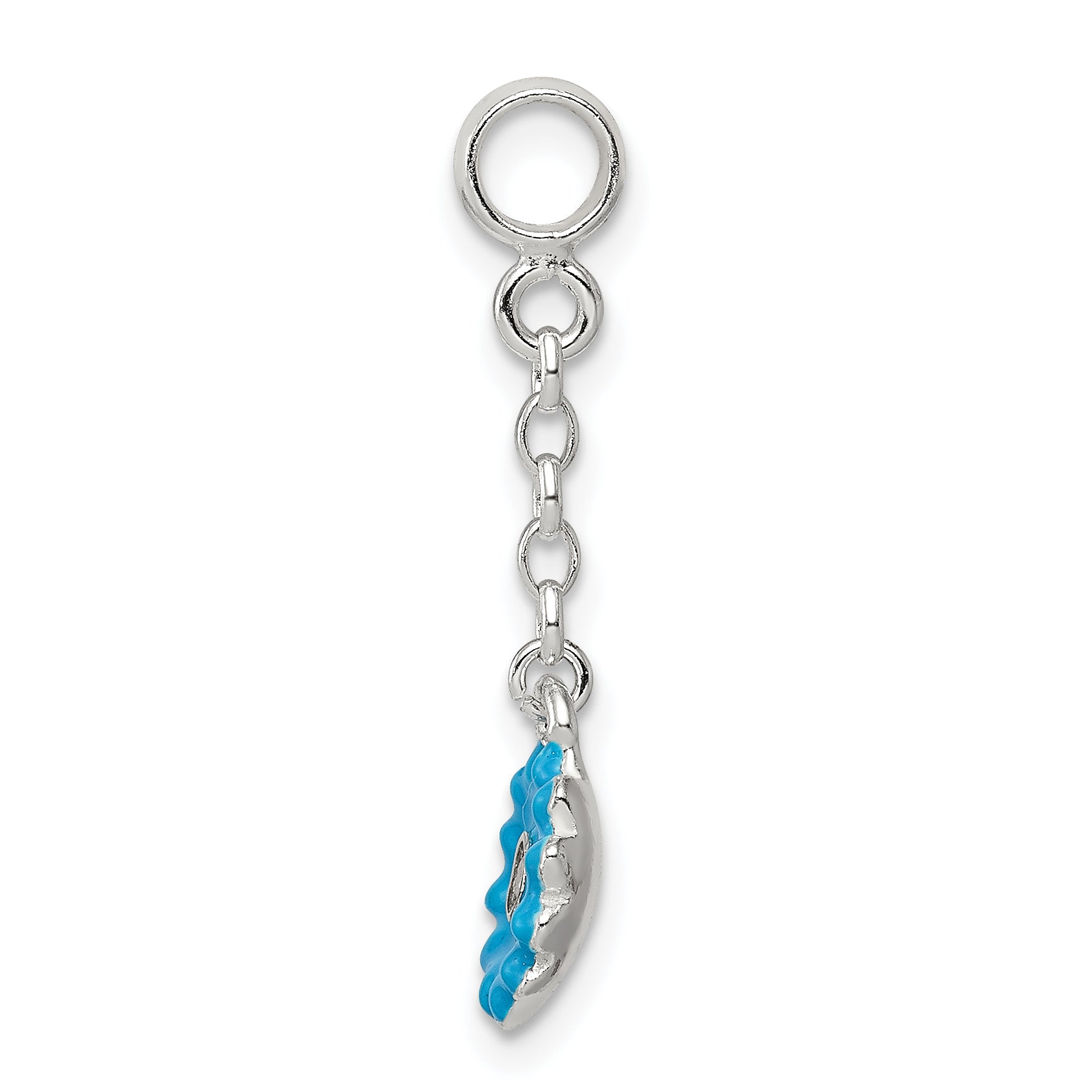 Sterling Silver Blue Enamel Flower With  CZ 1/2in Dangle Enhancer Secondary image