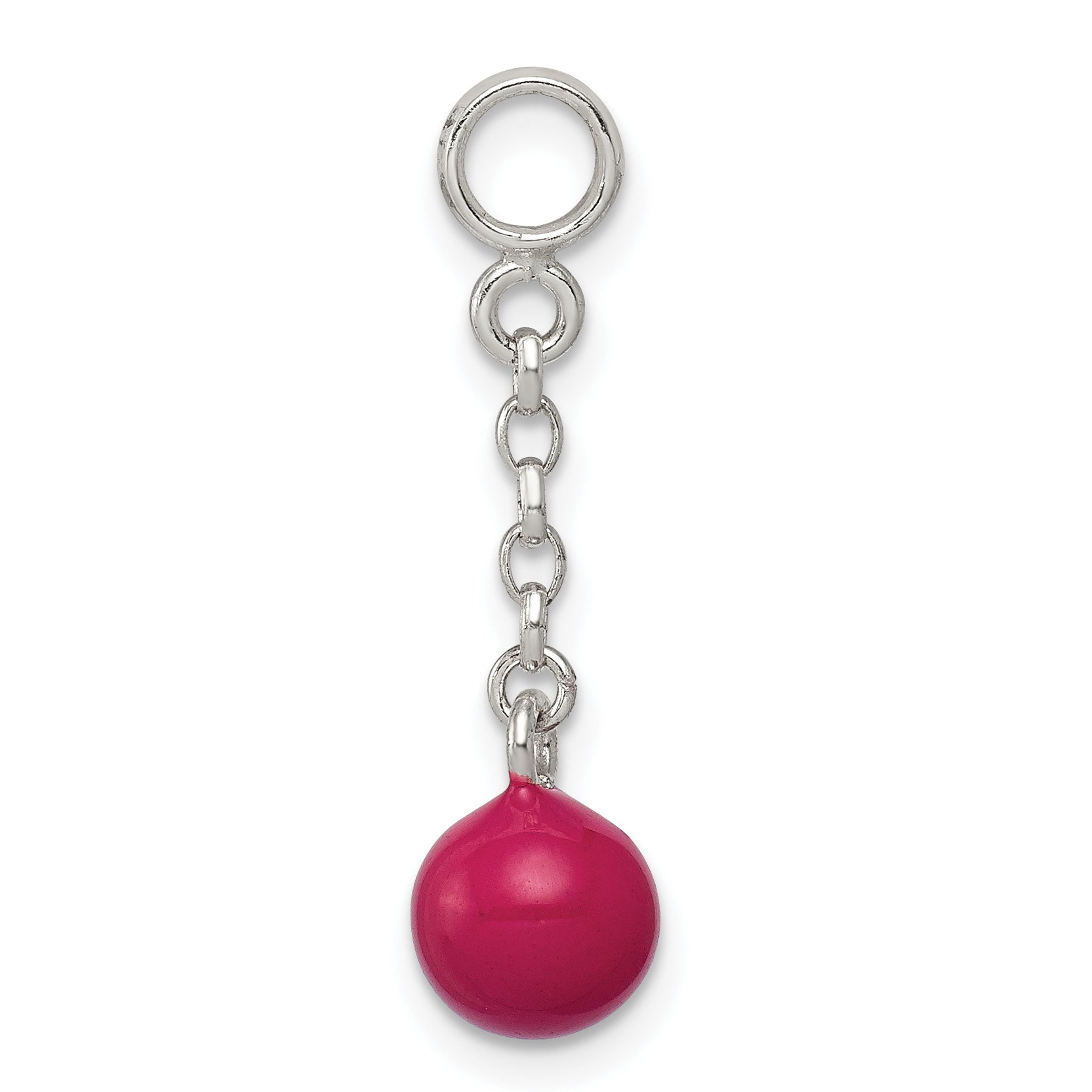 Sterling Silver Hot Pink Enamel Bead 1/2 Dangle Enhancer