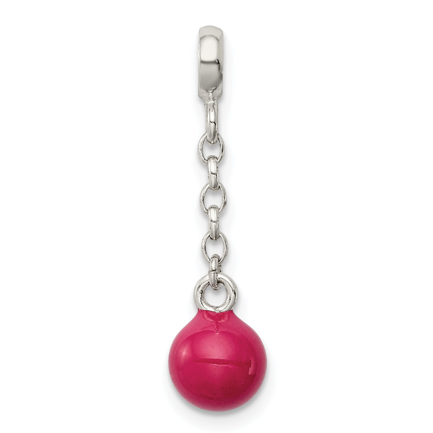 Sterling Silver Hot Pink Enamel Bead 1/2 Dangle Enhancer