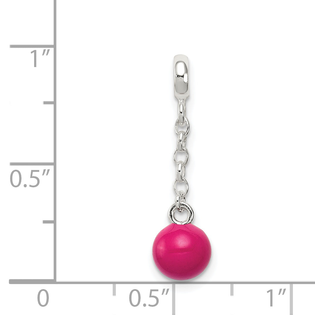 Sterling Silver Hot Pink Enamel Bead 1/2 Dangle Enhancer