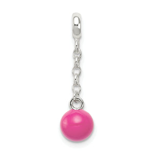 Hot Pink Enamel Bead Dangle Enhancer in Sterling Silver, 8mm - Sophia Jewelers